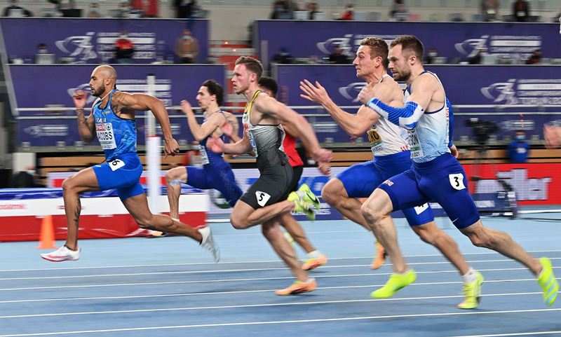 Lamont Marcell Jacobs during the 2021 European Athletics Indoor Championships