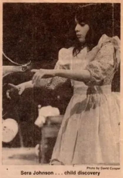Newspaper featuring Sera Johnston as Helen Keller in the theatrical production of 'The Miracle Worker'