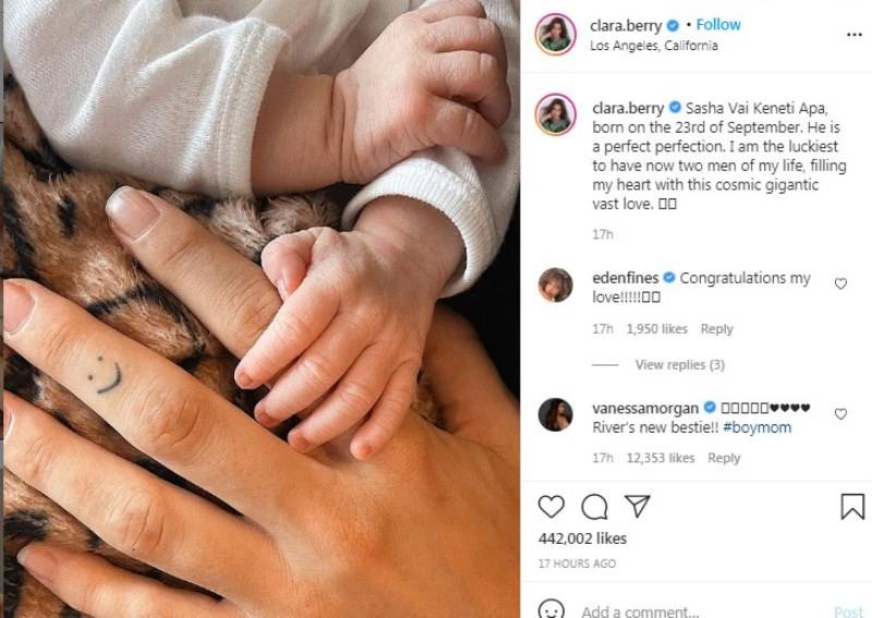 Clara Berry, in an Instagram post, announcing the birth of her child