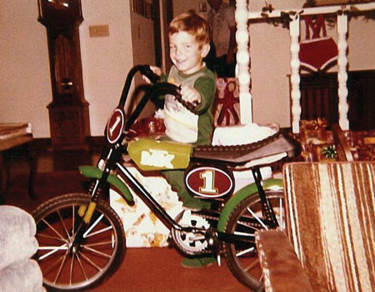 TJ Lavin, 3, posing with his bike in 1979