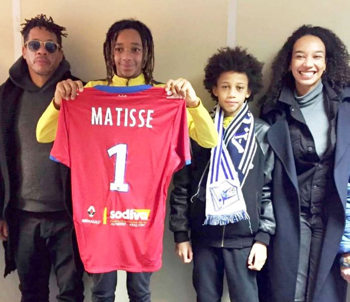Joeystarr and Leïla Dixmier with their children, Matis and Khalil