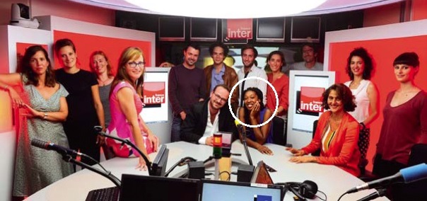 Tania de Montaigne with other radio jockeys at France Inter in 2012
