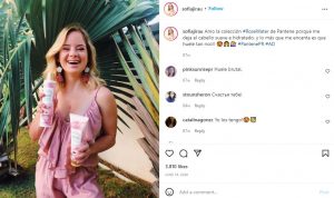 Sofia Jirau approving cosmetics on Instagram