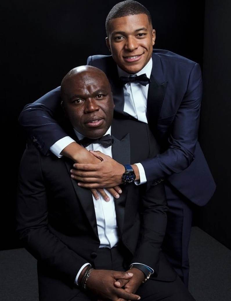 Kylian Mbappé with his father, Wilfried Mbappé