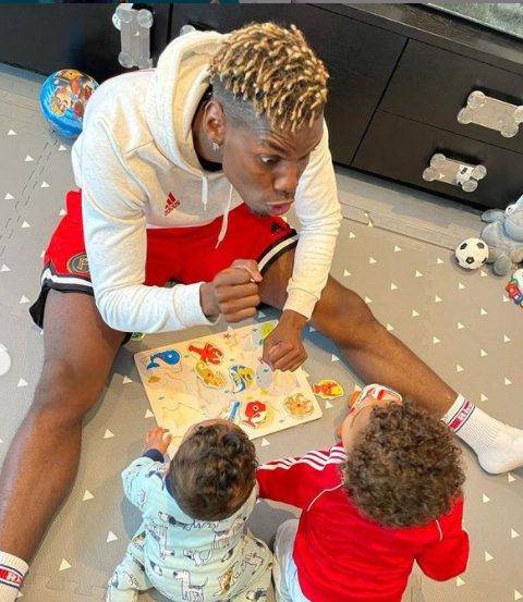 Paul Pogba with his children