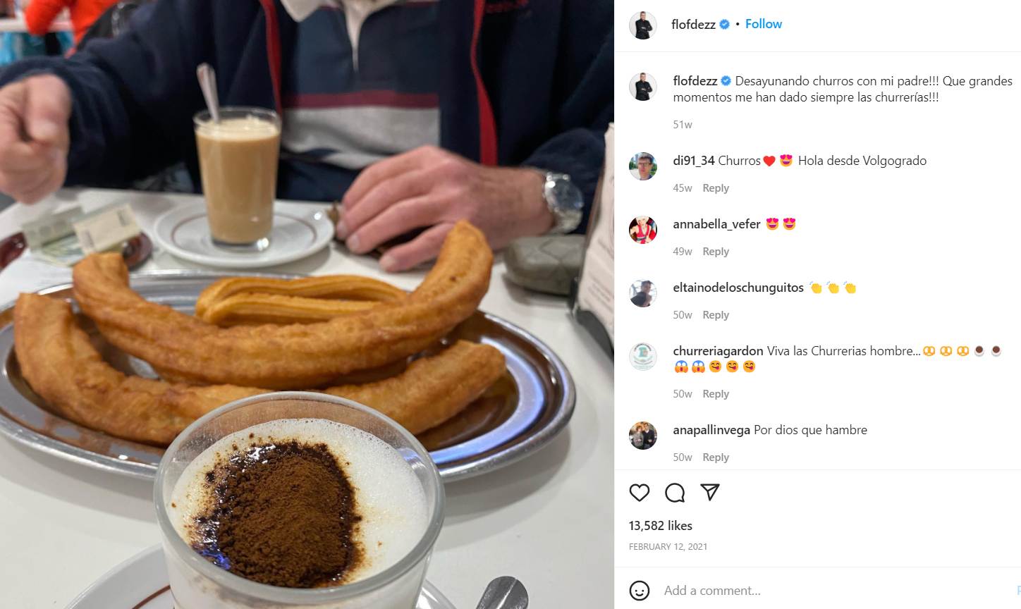 Florentino-Fernandez shares churros with his father