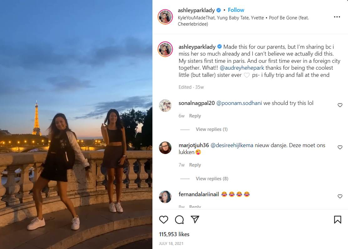 Ashley Park makes an Instagram video with her sister-