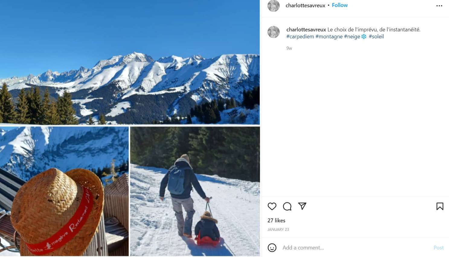 Charlotte Savreux posted on Instagram about her adventurous journey