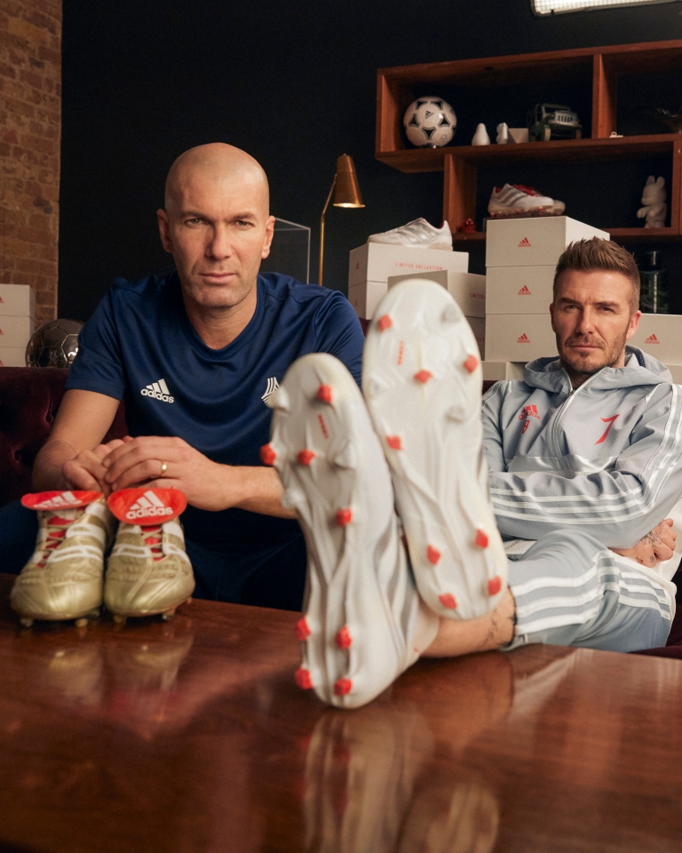 Zidane and David Beckham in an ad campaign of Adidas