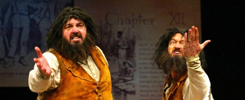 Lyle Kanouse (left) in the hearing role and Troy Kotsur (right) as Papp in the signing role in the play Big River (2011)