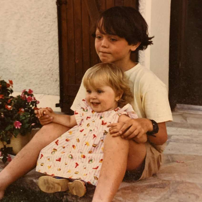 A childhood photo of Pauline Sanzey with her brother