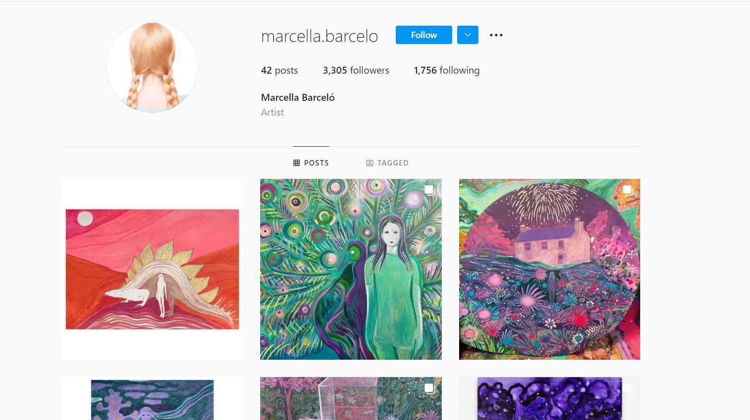Instagram profile of Marcela Maria Celia