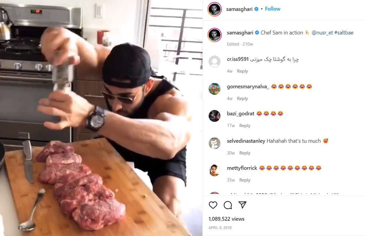 Sam Asghari often posts videos of him cooking