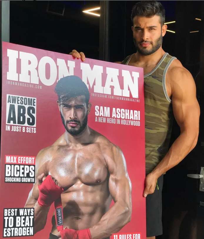 Sam Asghari on the cover of Ironman Magazine