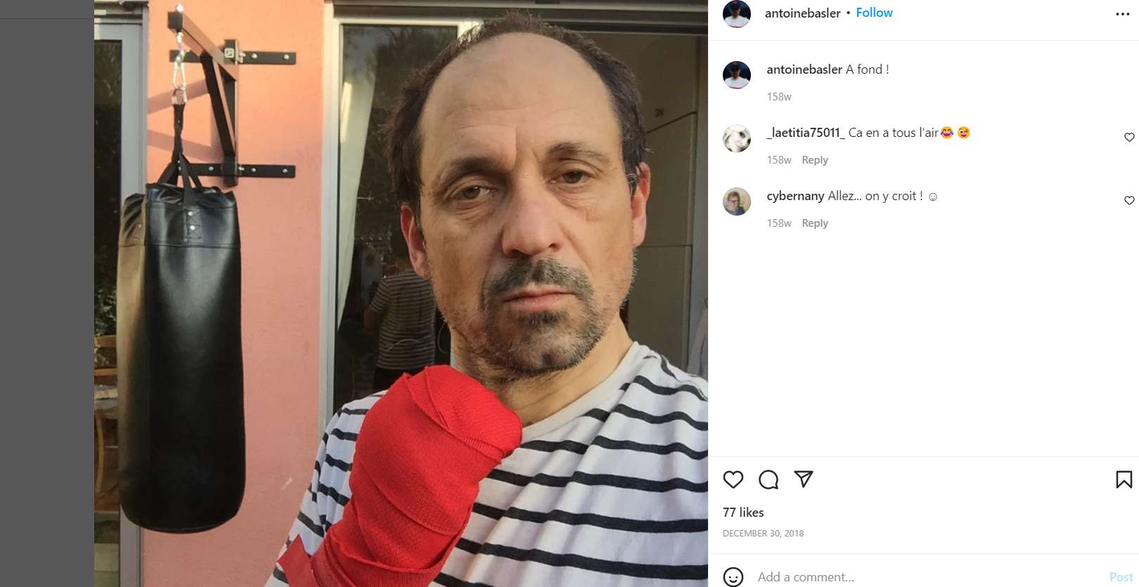 Antoine Basler posted about boxing on his Instagram
