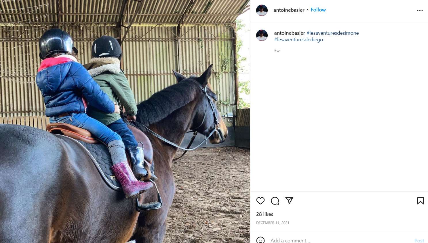 Antoine Basler's children on horseback