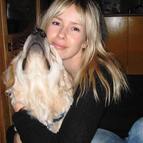Romane Serda with her dog