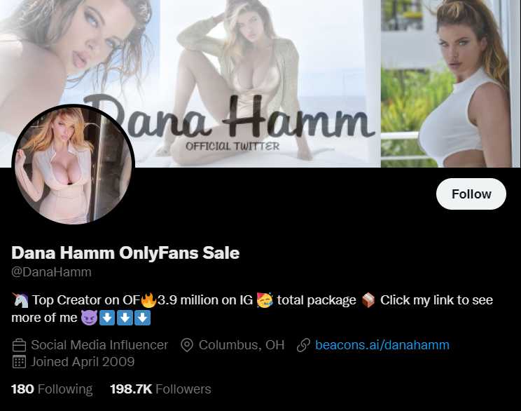 Dana Hamm fan information on her official Twitter account