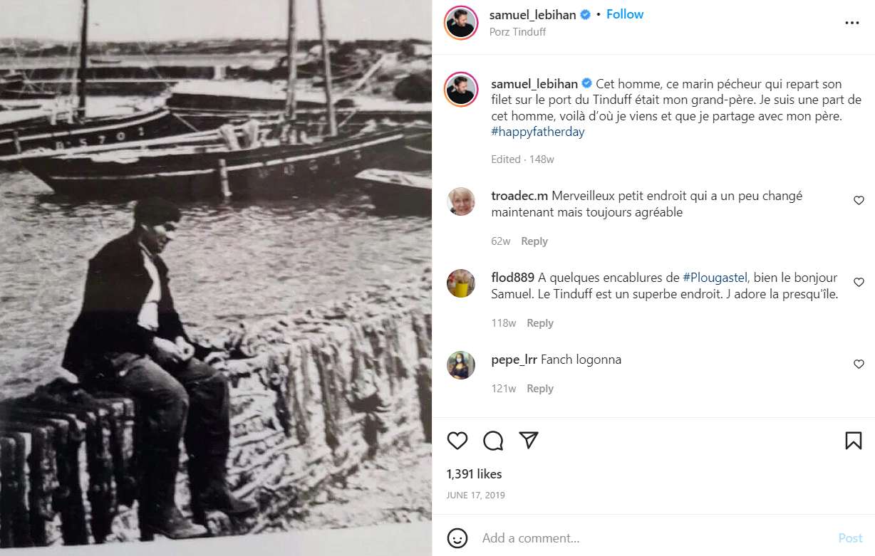 Samuel Le Bihan spoke about his grandfather in an Instagram post