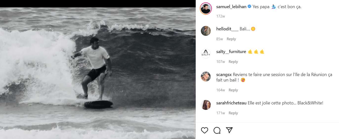 Samuel Le Bihan's father goes surfing