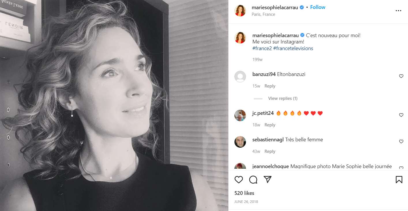Marie-Sophie Lacarrau's first Instagram post