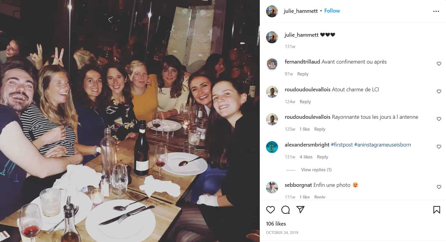 Julie Hammett's first post on Instagram