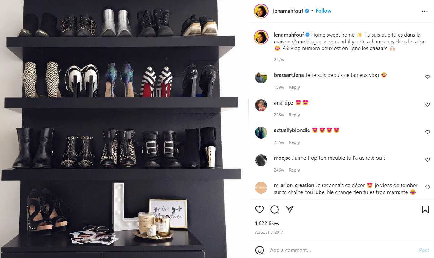 Lena Situations often talks about her shoe collection on social media
