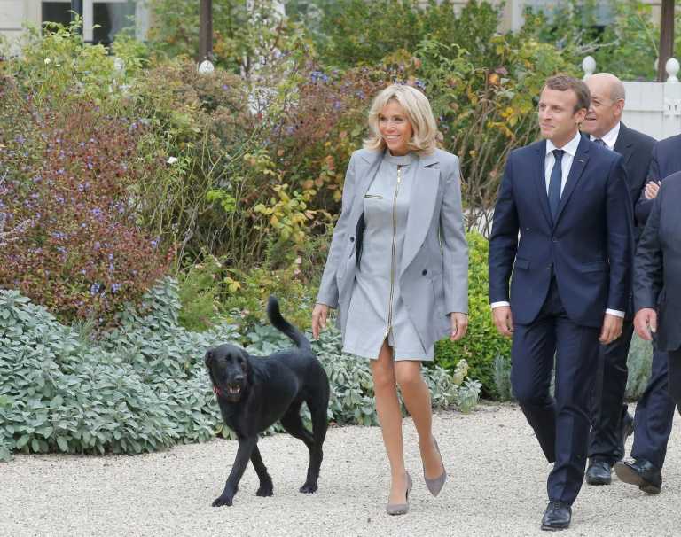 Macron and his wife Brigitte with Nemo