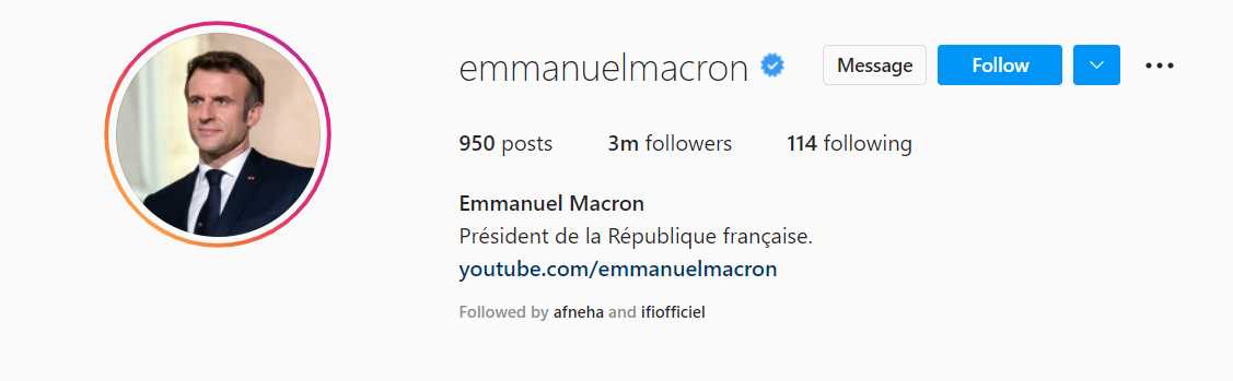 Emmanuel Macron's Instagram account