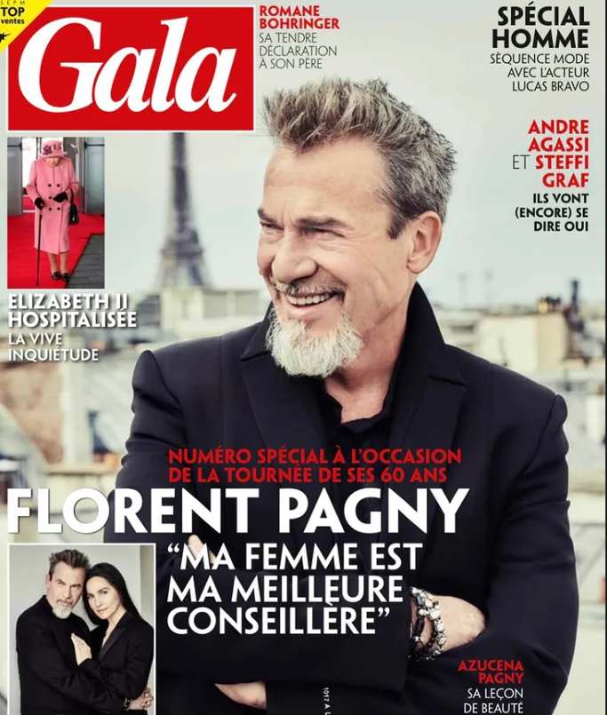 Florent Pagny on the cover of Gala with his wife