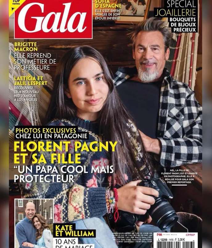 Florent Pagny on the cover of Gala magazine with his daughter