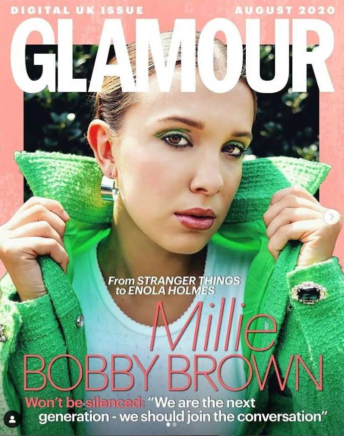 Millie Bobby Brown on the cover of Glamor magazine