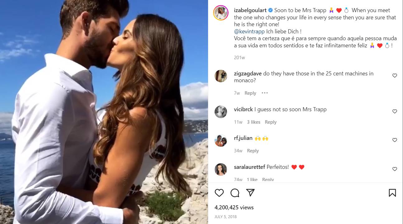 Izabel Goulart announced her engagement on Instagram
