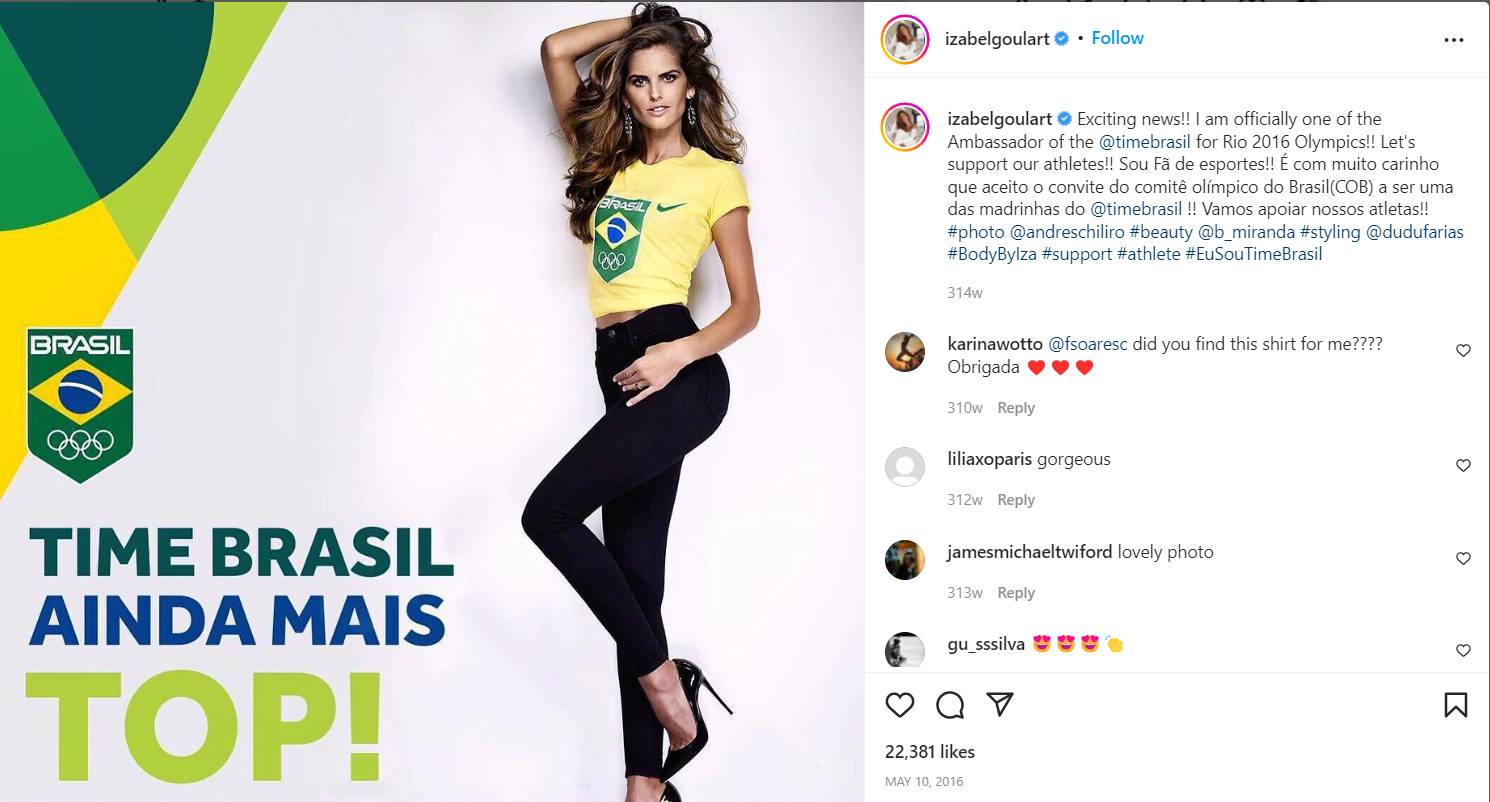 Izabel Goulart made the brand ambassador announcement on Instagram