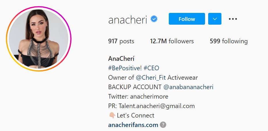 Official Instagram account of Ana Cheri