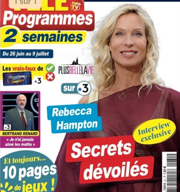Rebecca Hampton on the cover of Télé 2 Semaines