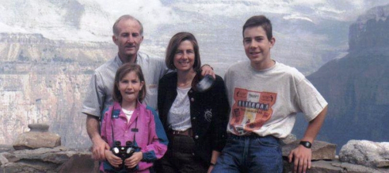Javier Oliván with his parents and sister in Ordesa y Monte Perdido National Park